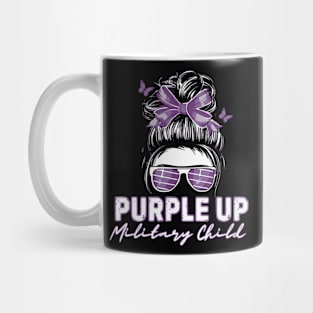 Purple up for military kids Messy bun Military child Month Mug